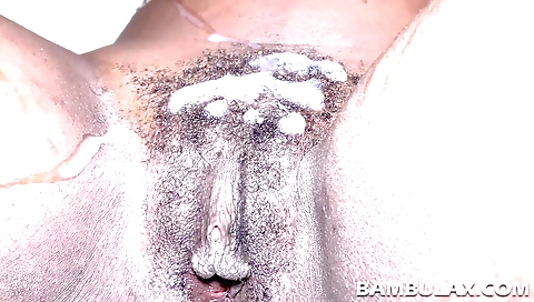 Ebony girl gets a load of cum in her black pussy and ass