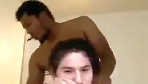 Hot interracial webcam video with a brunette with big tits