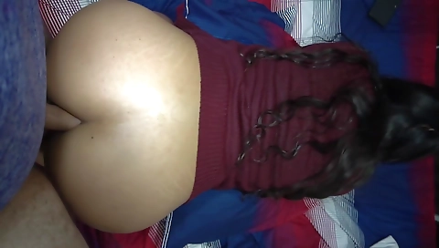 Amateur brunette with big black eyes fucks in front of black guy