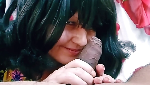 A brunette milf with a deepthroat is getting her man cum