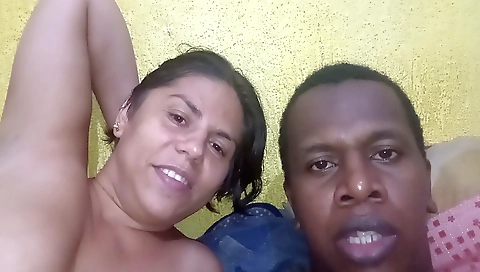 Sexy interracial casting scene with a sexy brunette