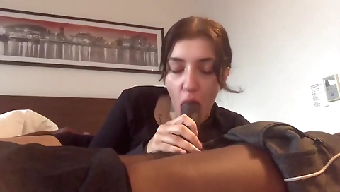 Horny brunette with natural tits and ass gets creampie