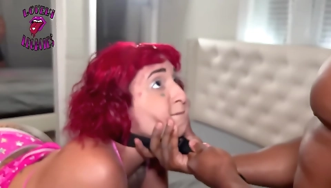 Threesome porn with a tattooed redhead getting creampie