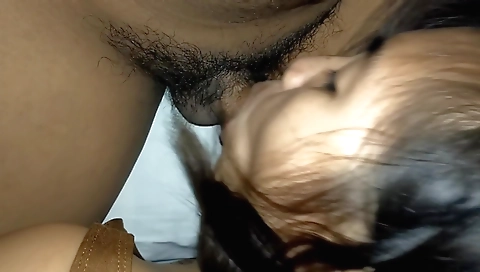 Asian teen with a hairy pussy fucks with her boyfriend