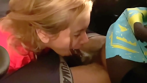 Blonde amateur with blonde hair eats her pussy and deepthroat