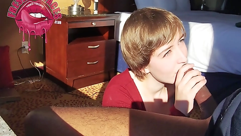 Hot brunette with big tits making deepthroat with her big dick