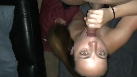 Deepthroat blowjob for a hot brunette milf in pov video