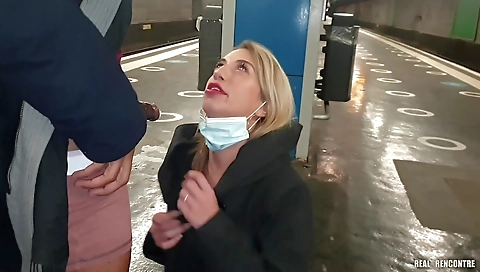 Amateur blonde caught in the parking lot getting fucked