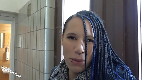 Busty latina with a cute face gets fucked in the public