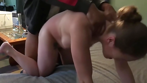 Hot brunette with big boobies and a big ass rides his big dick