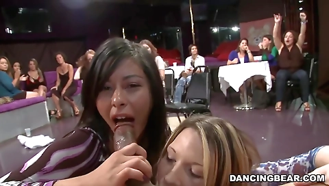 Blonde and a brunette are having a great time with a big cock