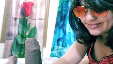 Brunette mature teen and mature guy enjoy a passionate fuck